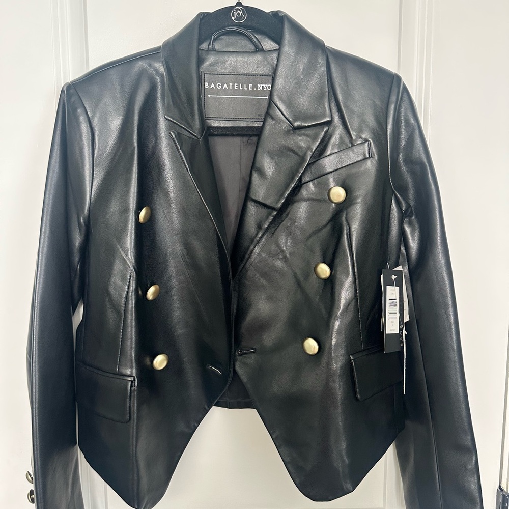 Bagatelle Women's Black Blazer with Gold Buttons